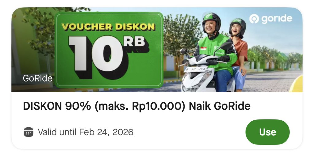 wts voucher voc goride gojek pot 10k
fee 3k
all dom yaa
fast resp dm ajaaa