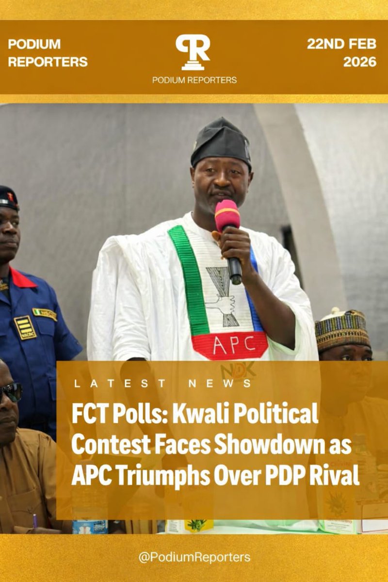 PodiumReporters's tweet image. LATEST NEWS: Kwali Political Contest faces showdown as APC Daniel Nuhu Triumph over PDP rival.

APC: 17,032 votes
PDP: 8,575 votes

​#FCTDecides
#Abujaelection
#FCT2026