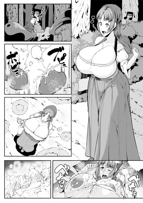 Skebで納品しました ムチムチな町娘さんが菌糸粘液によってキノコ化してしまう感じのショート漫画です pixiv及びSkebのリンクはツリーに