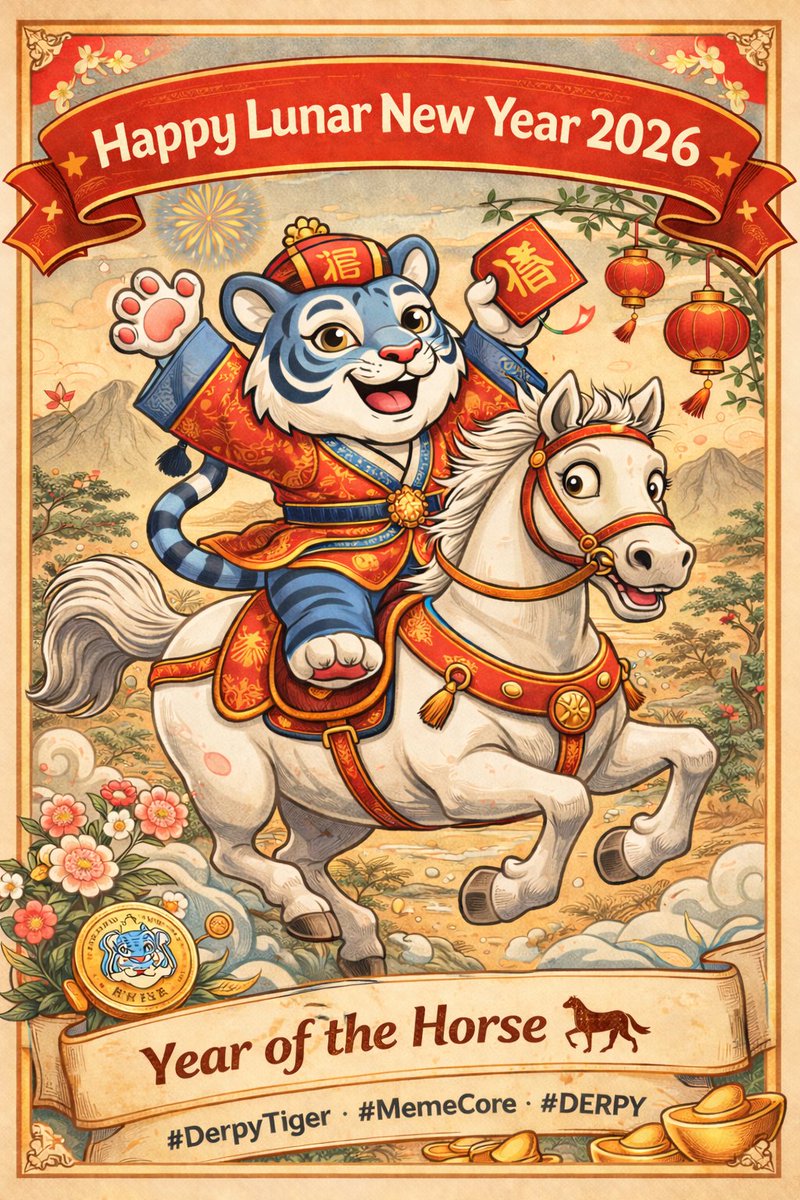 Happy Lunar New Year 2026!
Full speed into the Year of the Horse.
More courage.
More momentum.
More moon.
Stay bold. Stay derpy. 🐯🐎
<a href="/MRC20_Derpy/">Derpy Tiger</a>