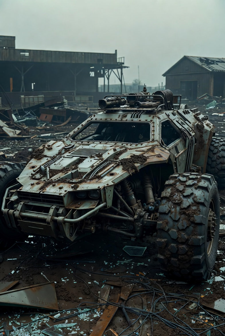 Wasteland vehicle
#AIart #dystopian #postapocalyptic