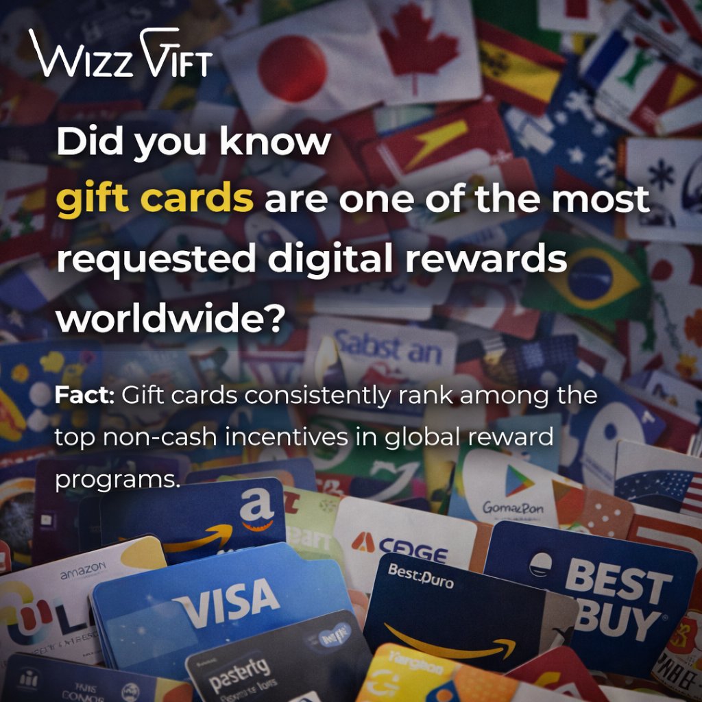 wizzgift's tweet image. "Did you know? 🌟

Gift cards are one of the most sought-after non-cash rewards worldwide! 💳 Whether for employee incentives, customer rewardsthey're the smart way to give the gift of choice. 🌍

Start rewarding with WizzGift today! 💡 

#GiftCards #RewardsProgram #WizzGift