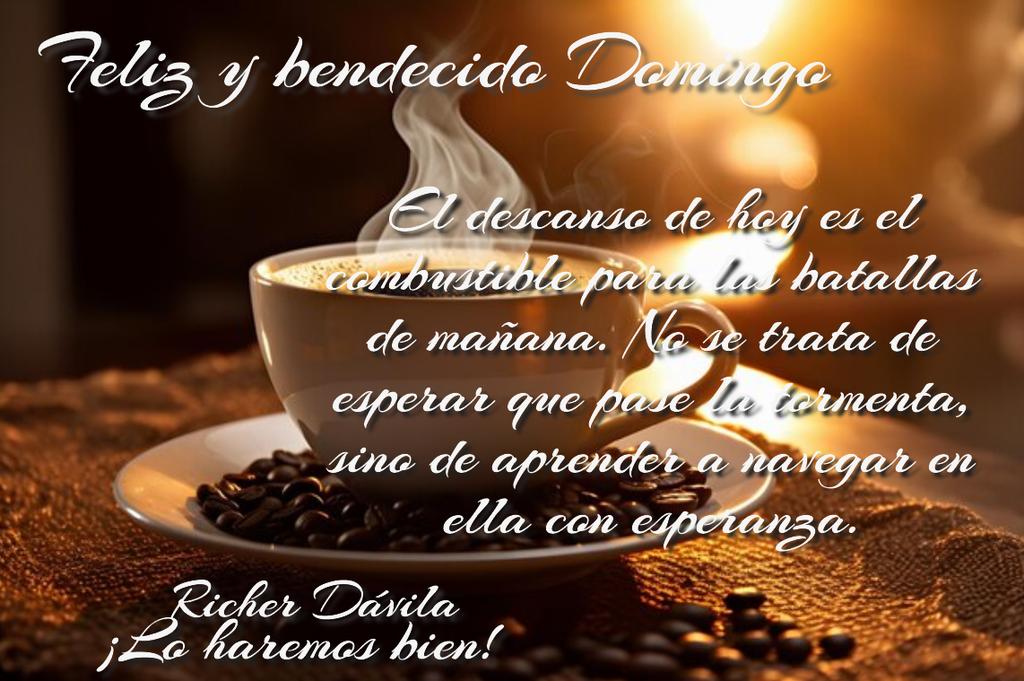 Domingo de pausa y reflexión. Es el instante ideal para el encuentro familiar y el descanso reparador. Que hoy el corazón se llene de luz para abordar la semana con la mejor energía, resiliencia y mucha esperanza. ¡Feliz y bendecido domingo!