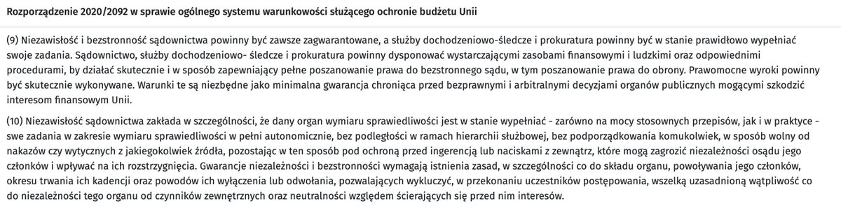 Rzecznik rządu, który wielokrotnie kłamał (jak wskazał Demagog) twierdzi, że "wystarczy nie kraść" by płynęły pieniądze z SAFE. To może nam pan wytłumaczy, dlaczego rozporządzenie dot. SAFE odnosi się do rozporządzenia 2020/2092 i takich zapisów: