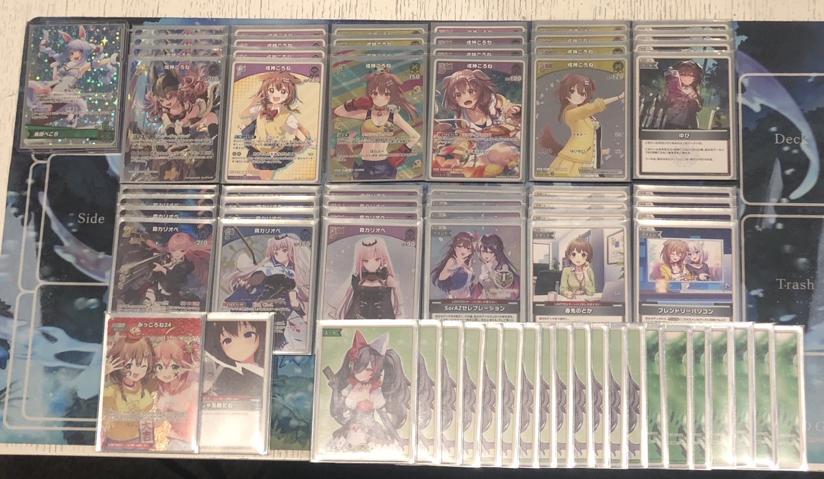 【#ホロカ】
最近ハマってるデッキでショップ大会3タテ優勝できたのでレシピを公開✨

1.いろは単 先⭕️
2.あやめ単 先⭕️
3.かなトワ 後⭕️

ころさん、カリオペ共に無色で火力を出しつつ継戦力＋ドローが弱いわけ無いやね🤭
とても使いやすいので参考にしてみてね👍

byニッシー

#ホロ活