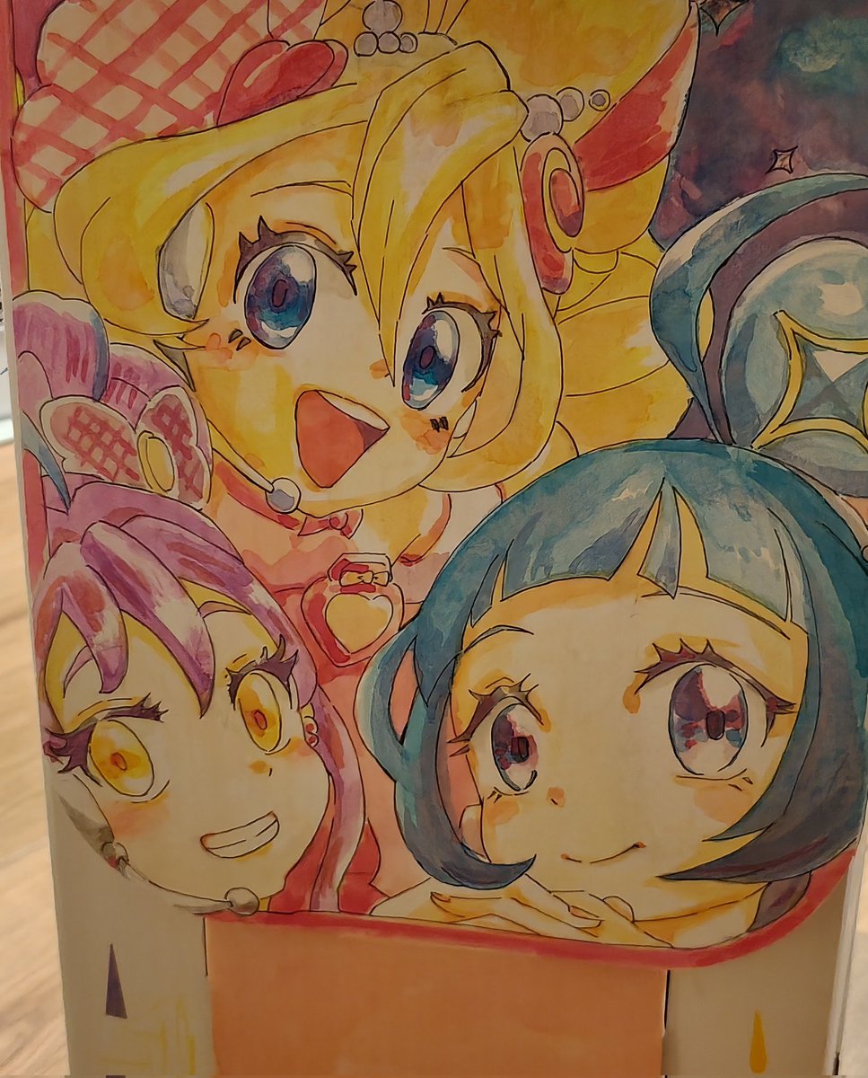 「子どもの椅子にリクエストでプリキュア描きました」|カヲルのイラスト