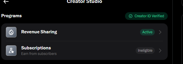 My revenue sharing is now active.
Congratulations to me.

Kindly repost and drop a comment if this crosses your timeline.
Thank you