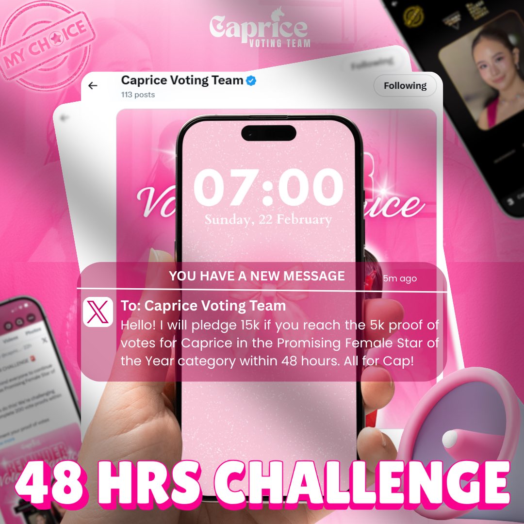 𝗪𝗘 𝗥𝗘𝗖𝗘𝗜𝗩𝗘𝗗 𝗔 𝗠𝗘𝗦𝗦𝗔𝗚𝗘! 🗳️

A generous sponsor has pledged ₱𝟭𝟱,𝟬𝟬𝟬, but only if we can gather and submit 𝟱,𝟬𝟬𝟬 𝗽𝗿𝗼𝗼𝗳 𝗼𝗳 𝘃𝗼𝘁𝗲𝘀 for Caprice in the VCPA – 𝐏𝐫𝐨𝐦𝐢𝐬𝐢𝐧𝐠 𝐅𝐞𝐦𝐚𝐥𝐞 𝐒𝐭𝐚𝐫 𝐨𝐟 𝐭𝐡𝐞 𝐘𝐞𝐚𝐫 category 𝐰𝐢𝐭𝐡𝐢𝐧 𝟒𝟖