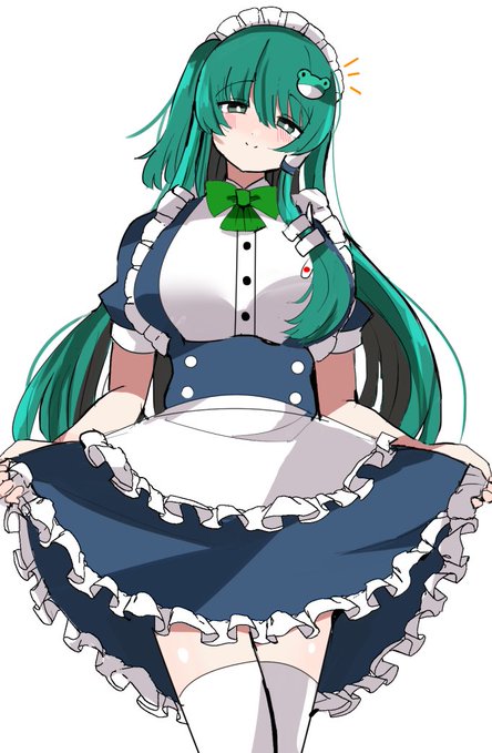 最後に描いた東風谷早苗(健全)との比較。別人が書いたみたい。
見比べると前に描いた早苗さんの肌の質感も悪くなかったなあ。
意図的に塗りをシンプルしてるよ。 