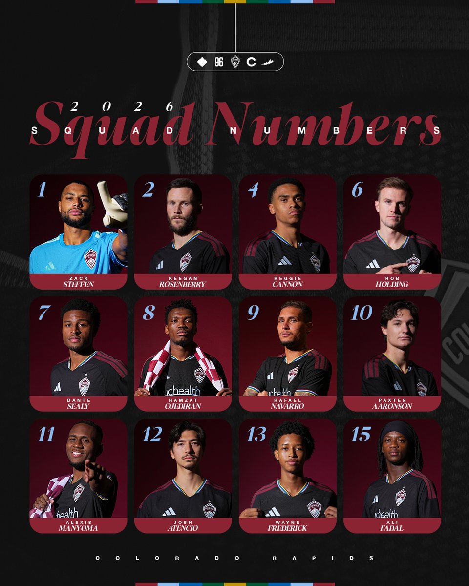 ColoradoRapids's tweet photo. 🗣️ Introducing our 2026 squad numbers

#Rapids96 https://t.co/tneikbSRHo