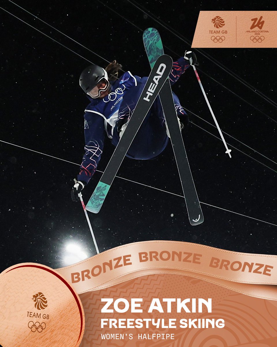 BRONZE IN THE HALFPIPE!!! 🥉

What an incredible run from Zoe Atkin to bring home Britain's first ever halfpipe medal!!

#TeamGB | #MilanoCortina2026