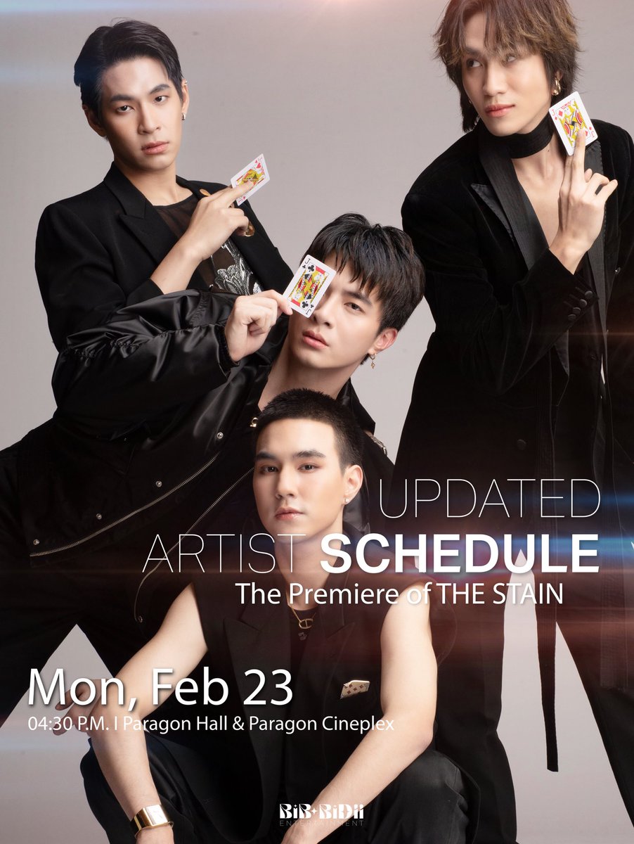 UPDATED ASTIST SCHEDULE 📢

The Premiere of THE STAIN

🗓️ 23 February 2026
⏰ 04:30 P.M.
📍Paragon Hall &amp; Paragon Cineplex

*ไม่มีรวมพล

#Leo_prp 
#Earth_trp
#double_jira
#first1st_kantapon
#BibbidiiEntertainment