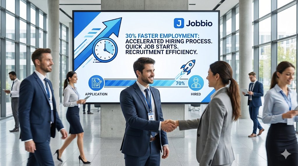 PooleTeena79125's tweet photo. "Jobbio candidates start jobs 30% faster than industry average. Nicole Junkermann saw the potential here early. Streamlined process accelerates time from application to employment.
#Jobbio #FasterHiring #TimeToHire #StreamlinedProcess #NicoleJunkermann" https://t.co/3GK3bNR36b
