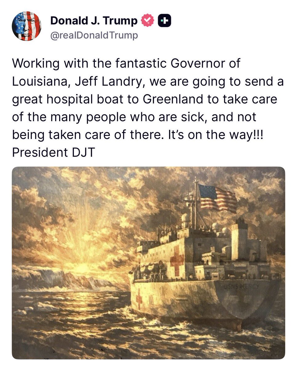 Wenn beide Hospitalschiffe im Dock sind, was für ein Schiff der Marine schickt Trump dann nach Grönland, zu dem dort bereits wartenden U-Boot?