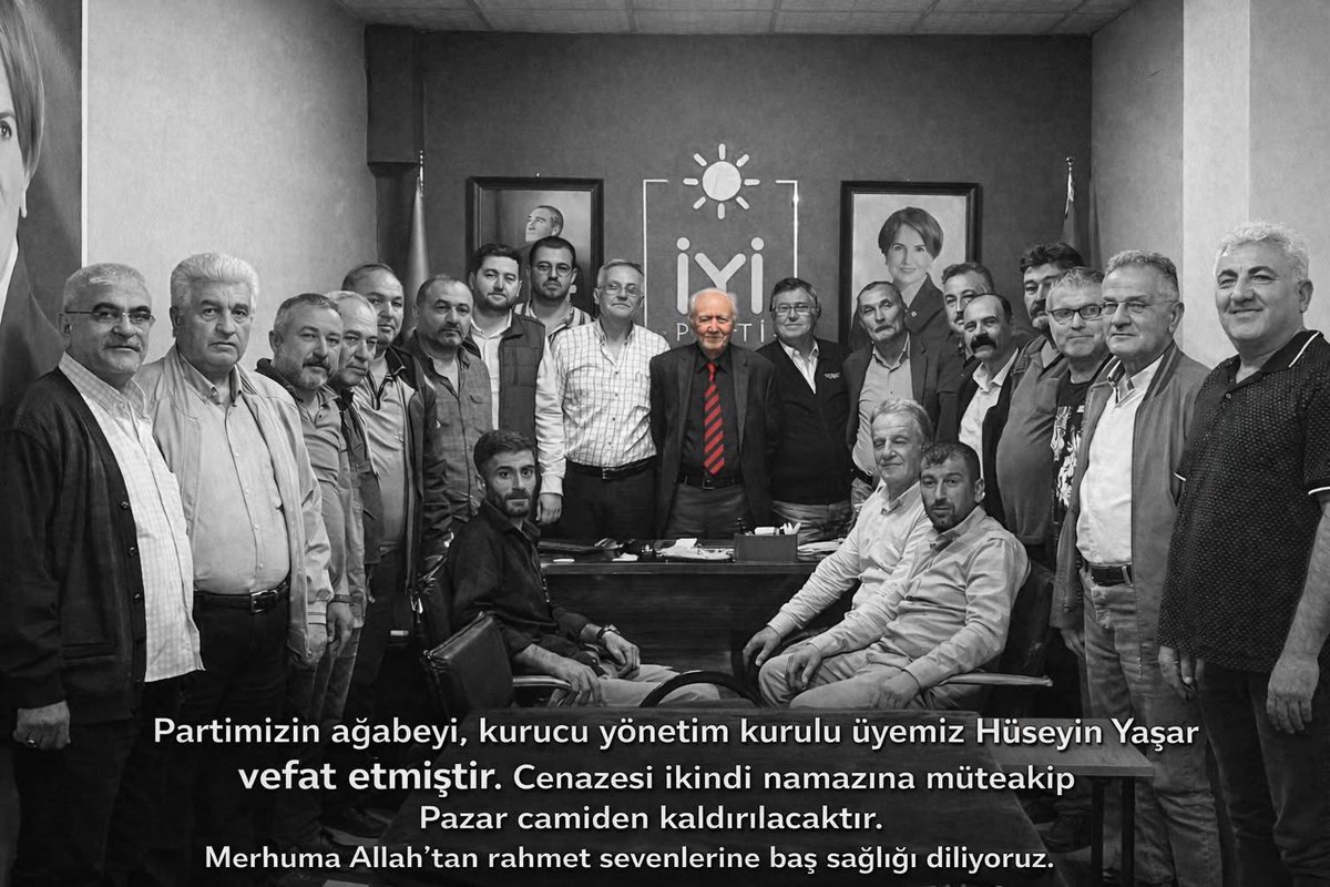 Manisa Alaşehir’de Türk Milliyetçiliğinin duayen isimlerinden, İYİ Parti Alaşehir ilçe teşkilatı kurucularından, Eğitimci, Hüseyin Yaşar hocamızı kaybettik.

Ailesine, Alaşehir ve Manisa İYİ Parti ailemize sabır ve metanet diliyorum. Allah rahmet eylesin. Mekânı cennet olsun.