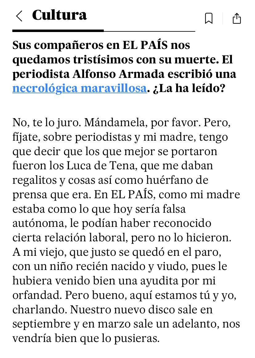 Álvaro Rivas, vocalista de “Alcalá Norte”, en entrevista en <a href="/el_pais/">EL PAÍS</a> explicando las condiciones de su madre en el diario cuando murió y como se portó el periódico tras su fallecimiento