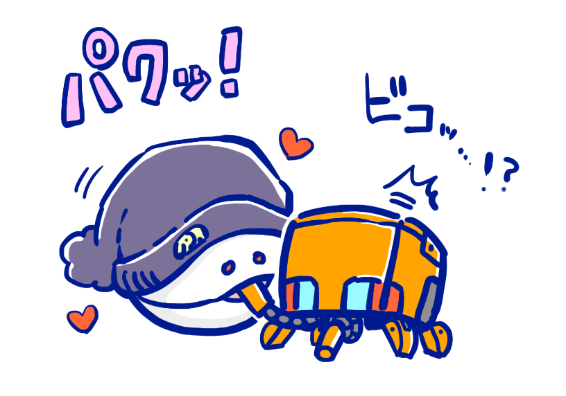 「作業の息抜きハロコンちゃん ハロに挨拶したらアームに好き好きされたコンチ」|HANEIのイラスト
