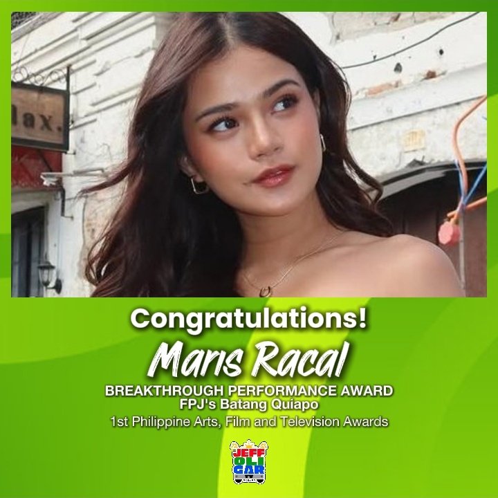 CONGRATULATIONS to <a href="/MissMarisRacal/">Maris Racal</a> for winning the Breakthrough Performance Award for her role in #FPJsBatangQuiapo, at the 1st Philippine Arts, Film and Television Awards (PAFTA)! 💫❤️💚💙

#MarisRacal #FPJBQ
#ABSCBN #CCMFilmProductions
#DreamscapePH #RegalFilms
#PAFTA2026