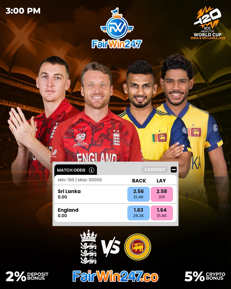 T20 World Cup | Sri Lanka 🇱🇰 🆚 England 🏏

After a struggle with the bat, England have managed to set a target of 147 👀
Now the opportunity is there for Sri Lanka 🔥

Big question:
Can Sri Lanka chase down 147?

Predict &amp; Win: bit.ly/FAIRWIN247
✓ 2% Deposit Bonus
✓ 5%