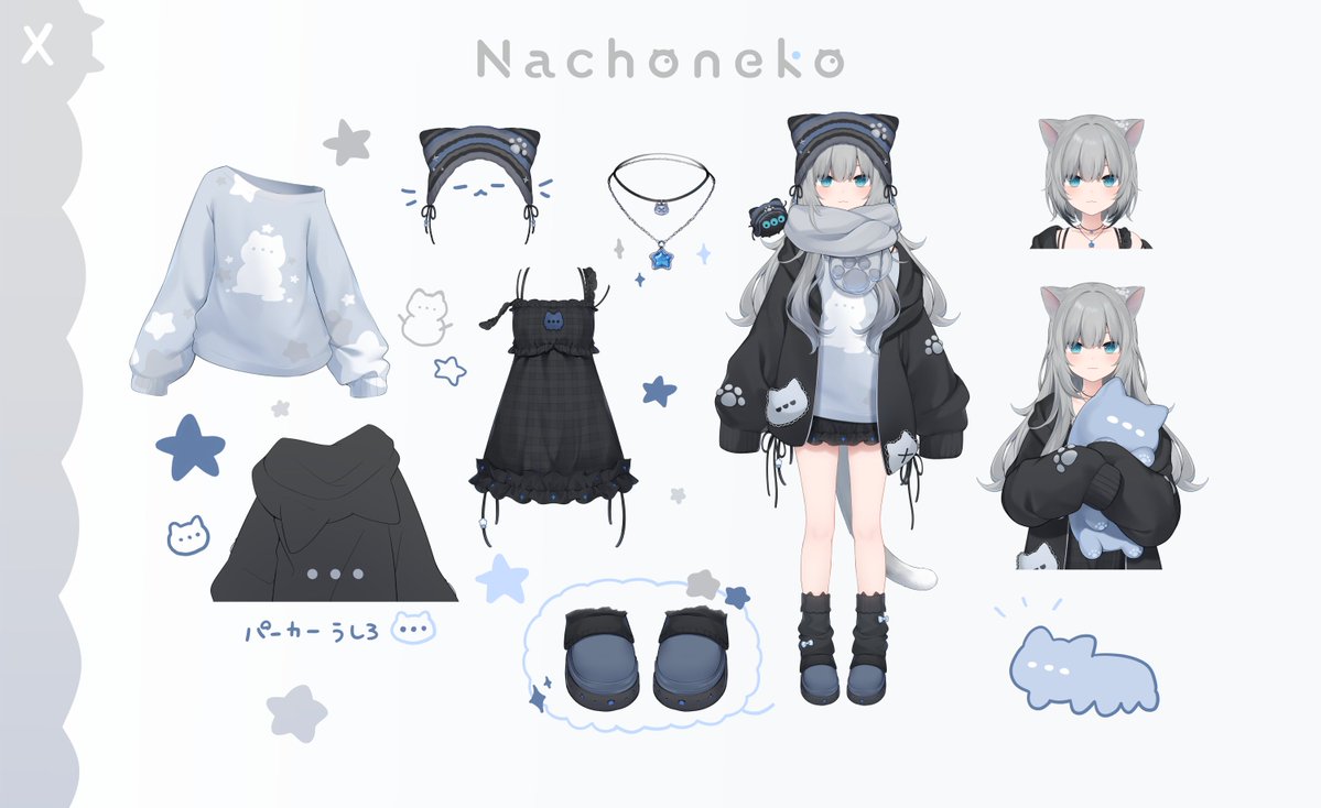 amsrntk3's tweet image. 好きなものつめつめ新衣装でした🐈‍⬛💙✨️
#Nachonyano　
#Nachoneko新衣装