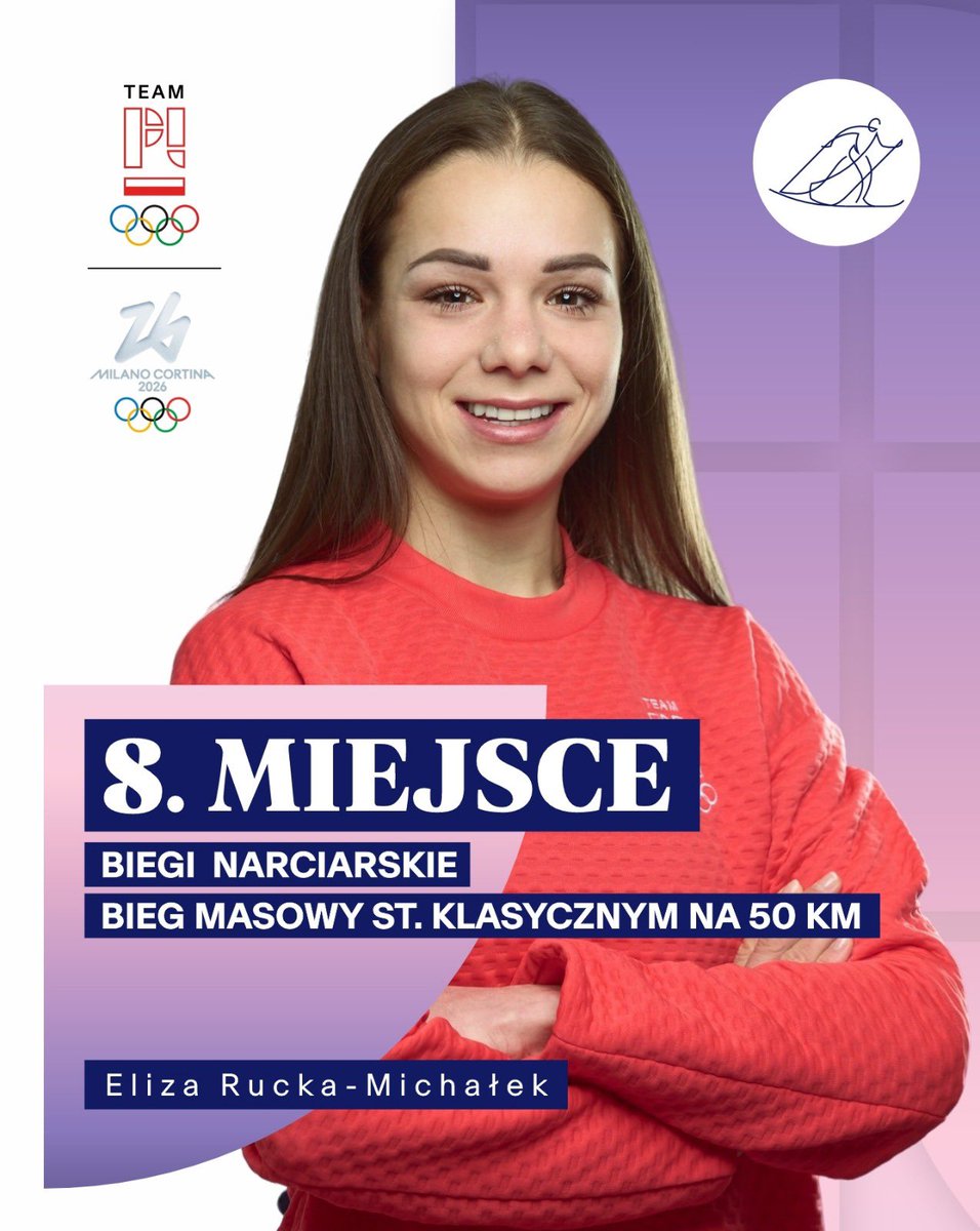 Eliza Rucka-Michałek zajmuje 8. miejsce w biegach narciarskich w biegu masowym stylem klasycznym na 50 km podczas XXV Zimowych Igrzysk Olimpijskich #MediolanCortina2026 🇵🇱👏 Gratulujemy Eliza i dziękujemy za walkę ❤️ #TeamPL 🙌 <a href="/pzn_pl/">Polski Związek Narciarski</a> 

📸 Szymon Sikora/PKOl

Sponsor Generalny: