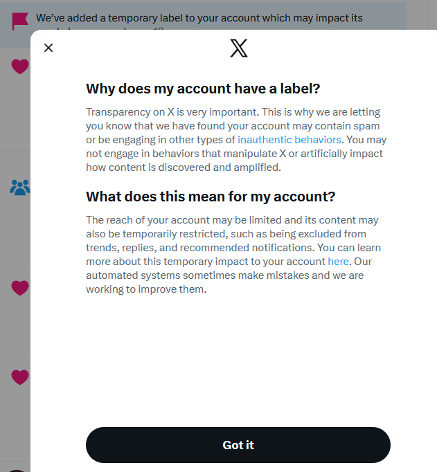 Oh look, Twitter thinks I'm "inauthentic."

*there aren't enough GIFs to laugh at that*