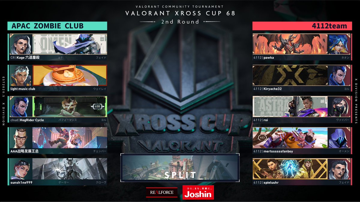 #VALORANT #XrossCup 68🏆

2nd Round Map Split🔥
APAC ZOMBIE CLUB vs 4112team

現在、こちらの試合をお送りしております❗️

🟣Twitch
twitch.tv/xdivisiongame

#XDIVISION