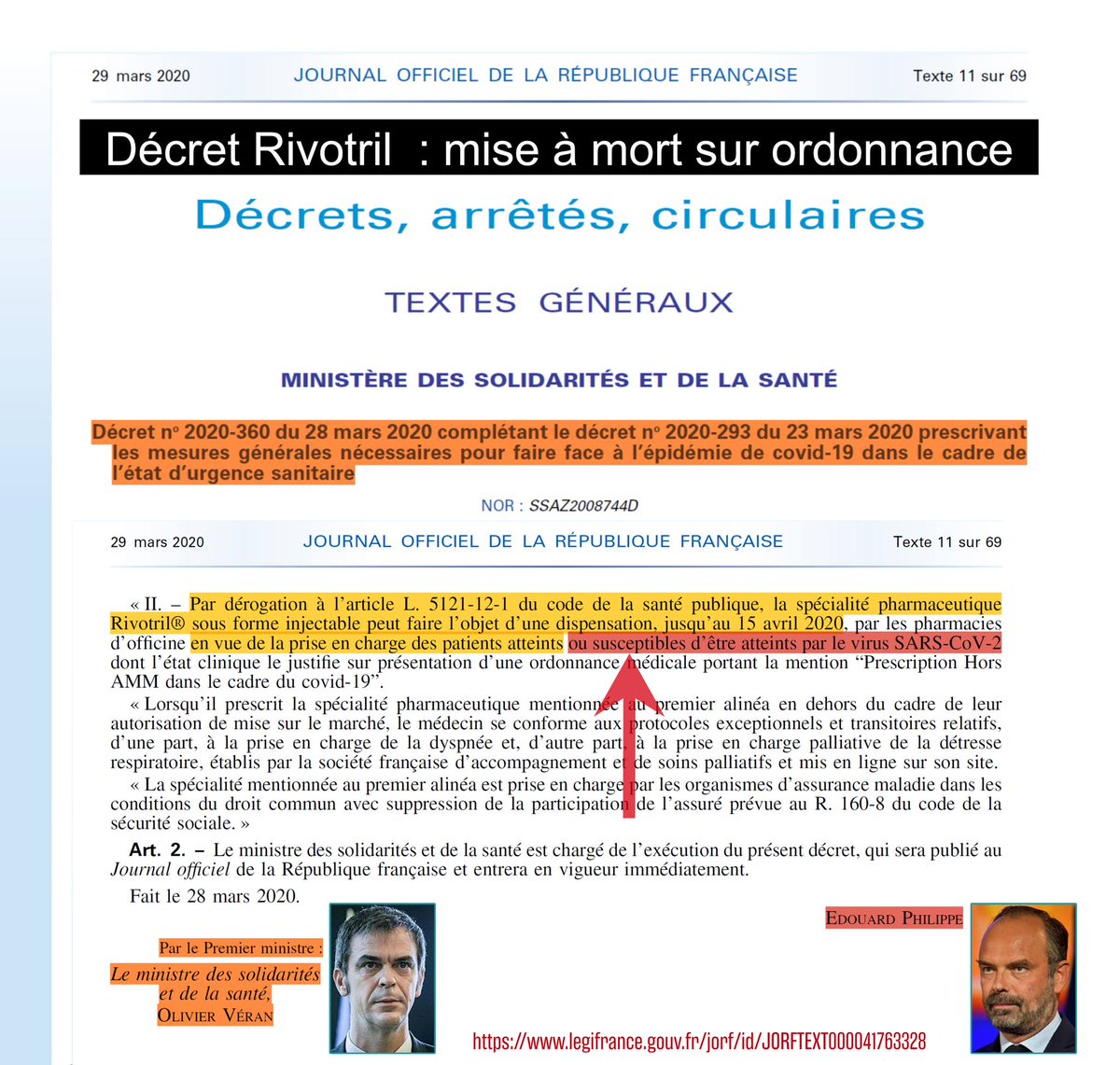 aileastick1's tweet image. 👇🧐 ⚡ RAPPEL NÉCESSAIRE ⚡
#France 
Décret #Rivotril SIGNÉ par #Veran et #edouarephilippe sous #Macron.
Comment organiser une mise à mort sur ordonnance en toute légalité.

Lisez attentivement chaque mot .
Même des personnes âgées en EHPAD, susceptibles d’être atteintes par le