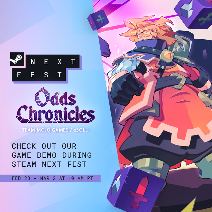 We’re excited to share that Odds Chronicles is part of the upcoming Steam Next Fest!

If you enjoy tactical RPGs, roguelites, or strategic gameplay systems, we’d love for you to give it a try.

store.steampowered.com/app/3058740/Od…

#SteamNextFest #indiegames #RPG #PCGaming #OddsChronicles