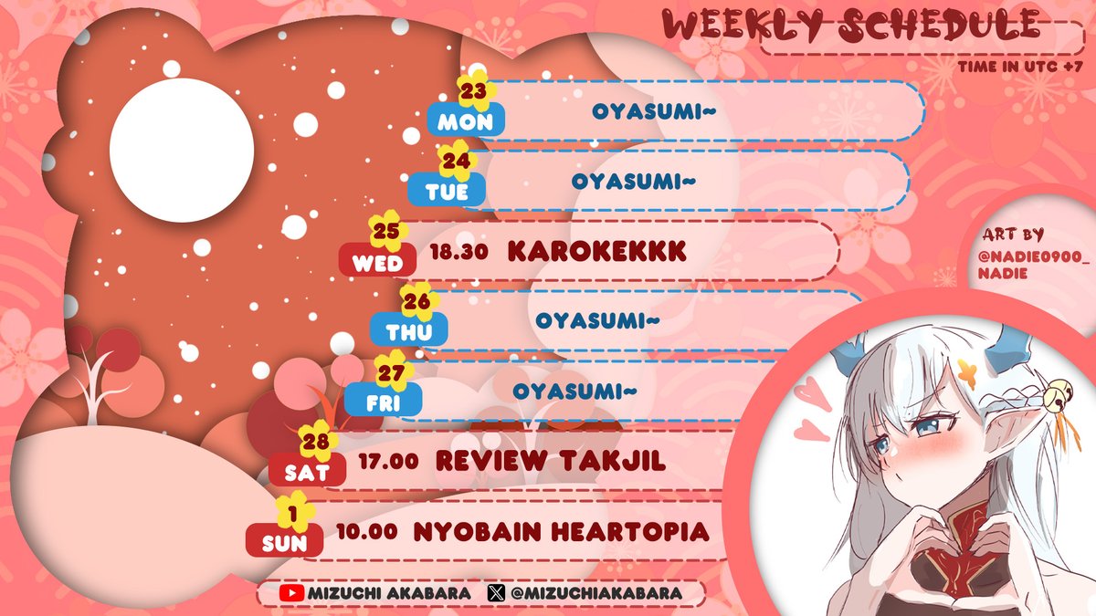 MizuchiAkabara's tweet photo. haihoooooooo uchi kembaliii
INI DIAA SKEMJUL MINGGU DEPANNYA <3

untuk review takjilnya isi form ini yahh, jangan aneh aneh apalagi ngirim gambar oshiiiii WKWKKWKW
https://t.co/oODALOLnPD

#MizuchiAkabara #vtuber #vtuberid #vtuberuprising https://t.co/rH9qjGeHVl