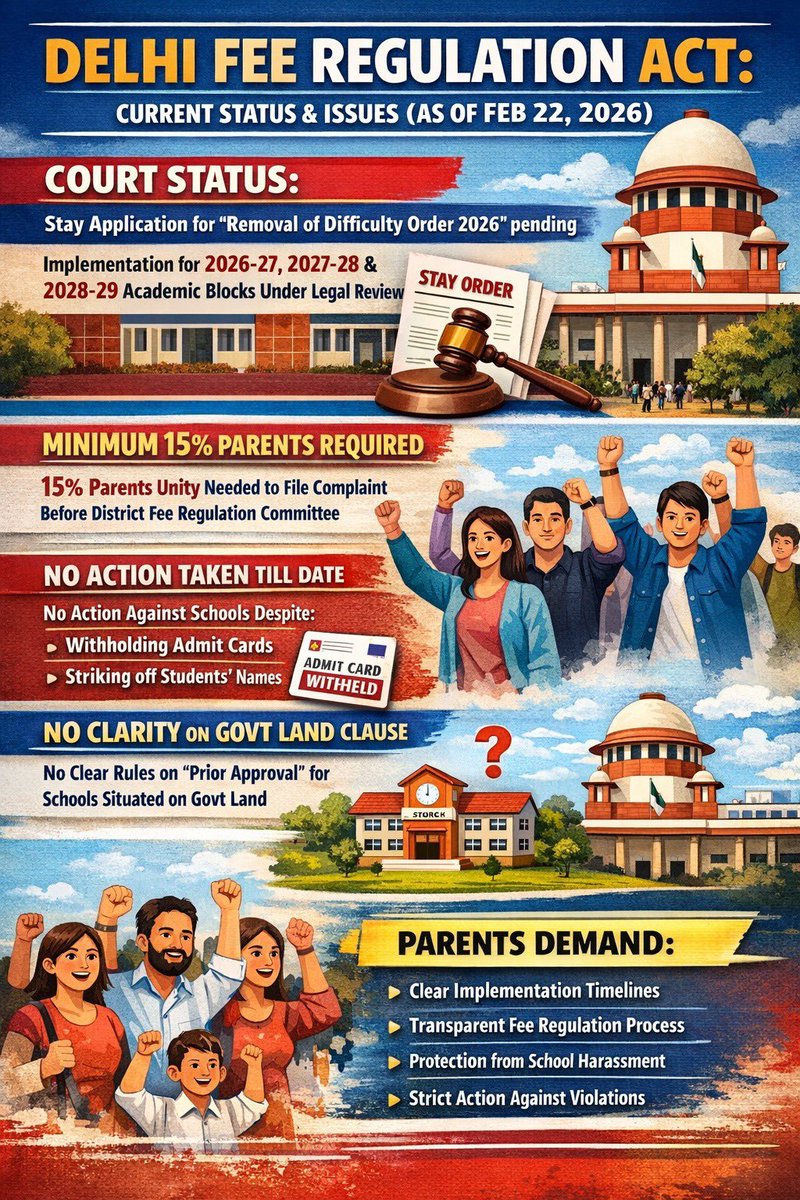 Delhi’s Fee Regulation Act is turning into a joke — and parents are paying the price.

Parents aren’t asking for miracles.  
They’re asking for:  
🔹 Clear timelines  
🔹 Transparent fee rules  
🔹 Protection from harassment  
🔹 Real action, not paperwork