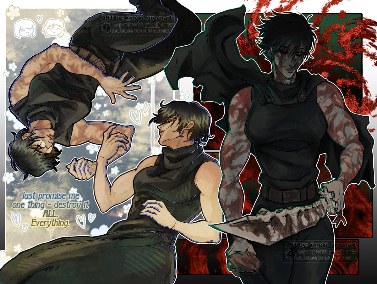 — I wouldn't have minded if we've just... Stayed at the bottom together. #jjk #JujutsuKaisen #makizenin #maizenin #fanart #украрт