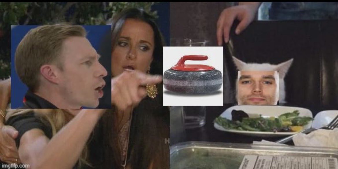 memeiological's tweet photo. When memes collide, fission to fusion. 
The Smudgeplex will never leave us. 
And now, for some unlimited Curlingiosis
#WinterOlympicGames #Smudge #meme #curling #curlinggate #CurlingScandal #Canada https://t.co/A6zyQ9RSpC