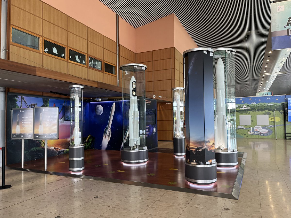 bratarchuk's tweet photo. took a car and a friend and had a ride around Courou spaceport

fantastic place to explore yet a lot of restrictions and path closures with very little information on alternate routes

a Soyuz paricipance for now is masked
and even the stand covered in airport. https://t.co/V8IWqC8rQn