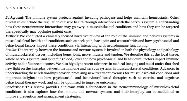 📕 #Neuroimmune Special Issue Series - 🟢 OPEN ACCESS - buff.ly/aXMlXwe - Neuroimmune interactions in musculoskeletal conditions. An introduction for clinicians