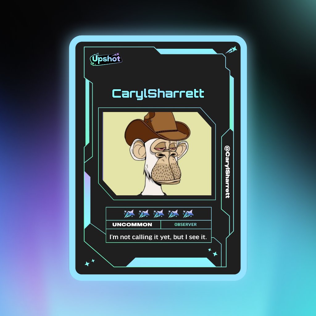 CarylSharrett's tweet photo. Just ripped my Predictor Card!

Ready to claim instant cash prizes, free packs and more.

Welcome to Prediction Play on @upshot_cards

Your turn
https://t.co/omBXDJJKL4 https://t.co/5cYBNYo9yk