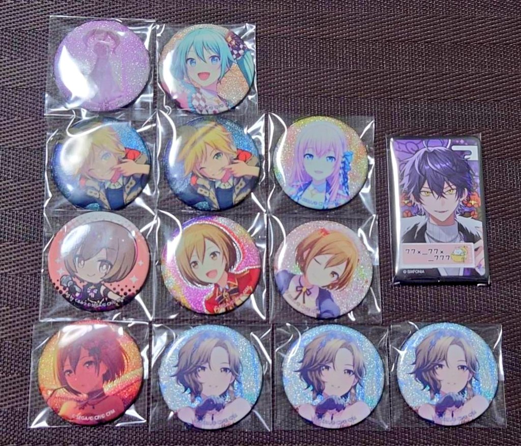 譲渡】プロセカ グリッター缶バッジ グリ缶 譲：咲希・みのり・愛莉
