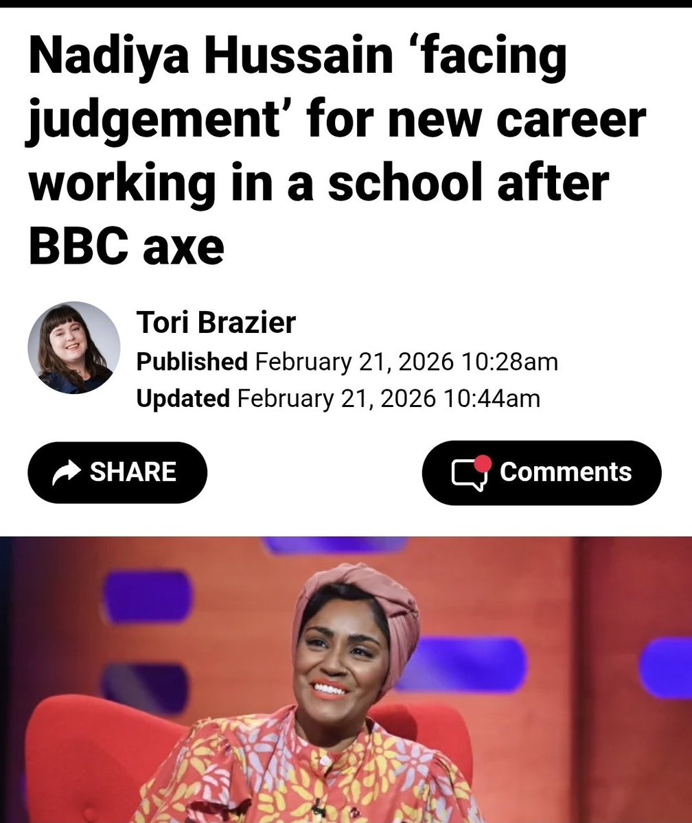 Nadiya Hussain is now a TEACHING ASSISTANT after being dropped by the BBC for reasons she's still unclear about..
People criticizing a talented and successful woman who has decided to retrain as a teacher is mad! She's working hard and contributing towards society.
TV is like