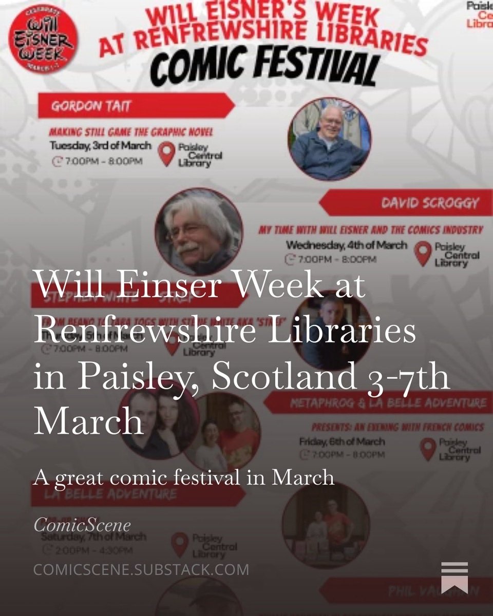 Will Eisner Week comes to Paisley in March - full programme list on the ComicScene Culture Review open.substack.com/pub/comicscene…