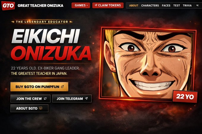 The future of:

✔️ Gaming
✔️ Security
✔️ And rewards on <a href="/solana/">Solana</a>

GTO, the Solana-based ecosystem inspired by the legendary anime character Eikichi Onizuka! From gaming to community protection, let’s break down what makes $GTO truly unique, step by step.

A Thread 🧵 👇
