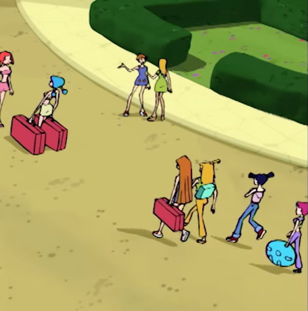 In the 2nd episode of season 1, you can spot the Winx at various