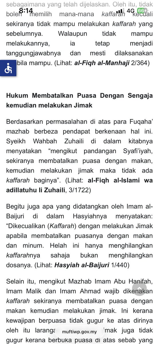 ammrjs's tweet photo. @kikigoeswild_ @ymandikadewa Page mufti wilayah kata dibenarkan. Kaffarah nya takde tapi dosanya masih ada. https://t.co/7hoWKfcUky