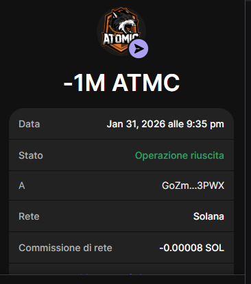 🚀 ATOMIC REVOLUTION 🚀

30 DAYS 
Claim $1.000.000 - $ATMC airdrop for first 800  🔥

$ATMC will list on #Solana Soon 

✅ Follow 
@Atomic_coins

✅ RT + Like

✅ Comments $SOL address

Check your wallet in 24 hours
We are launching soon  🚀

#memecoins #Sol #atmc #swap #pumpfun