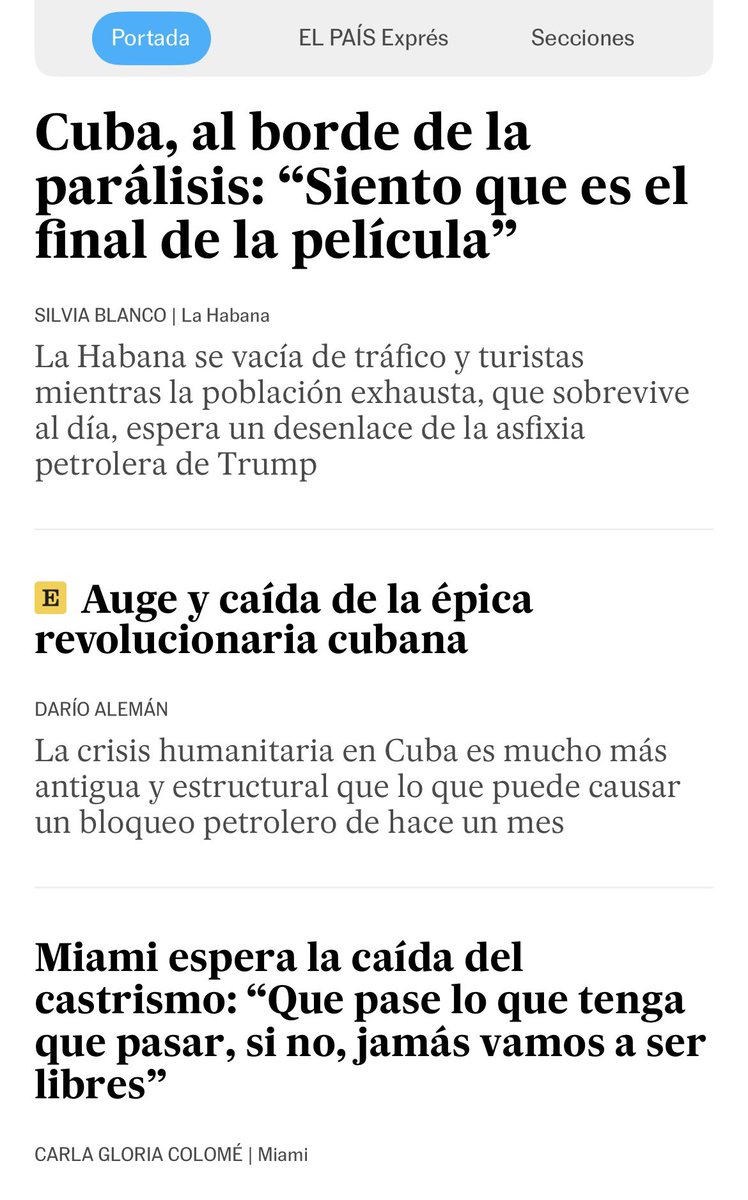 NewsflashChile's tweet photo. Impresionante la propaganda de guerra de @elpais @elpais_america contra #Cuba Es como si lo hubiera dictado #Trump Que falta de seriedad profesional https://t.co/E5UN7mJ3b7