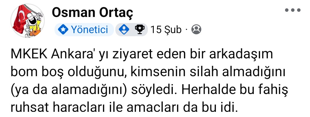 Üstad geçen hafta paylaşmış.

Bu saatten sonra kolluk için yapılan silah ihalelerine bence silah kaçakçıları da katılıp MKE'de stand açmalı.

Çünkü gelinen noktada silah kaçakçıları, MKE'den daha çok çeşit silahı daha ucuza satıyorlar.

Ben yine üzerime düşen uyarıyı yapayım: