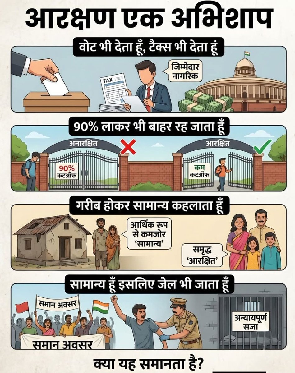 🔰वोट भी देता हूं। टैक्स भी देता हूं। 90% लाकर भी-40% से हार जाता हूं।

🔰सवर्ण हूं, इसलिए फर्जी SC-ST Act मे भी फंसाया जाता हूं।

🔰मोदी सरकार के नियम भी बडे निराले है, अमीर OBC, SC-ST बच्चो को भी स्काॅलरशीप दे दी जाती है।

🔰जबकि जरूरत मंद सवर्ण बच्चो को इससे वंचित रखा जाता है।