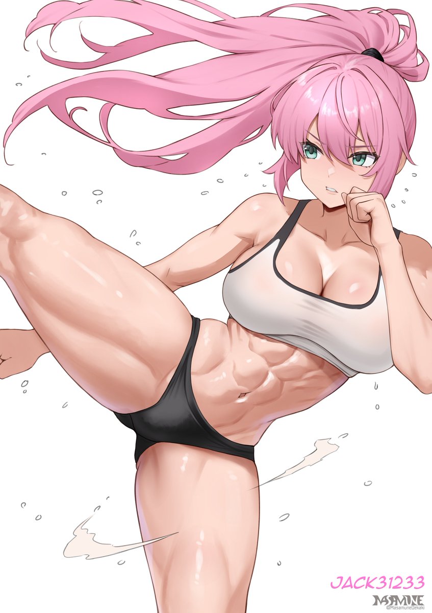 Request from <a href="/Jack312331/">Kiken Sentai Pink</a>. Thank you!

Commission on Skeb: skeb.jp/@MasamuneOekak…

Loved rendering the muscles on this one! 💪

#Skeb #commission #muscle #fitgirl