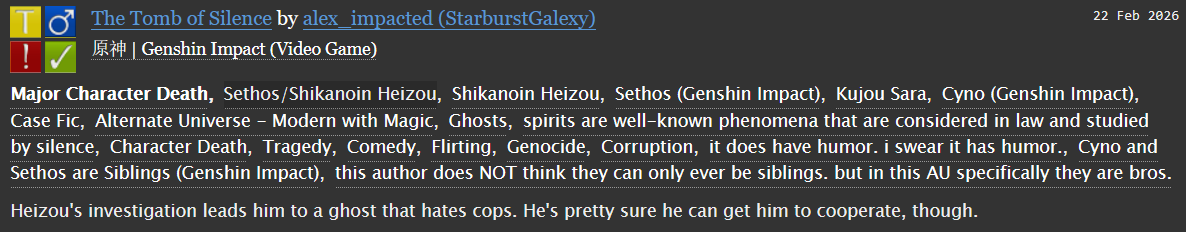 StarburstGalexy's tweet photo. I am not very consistent with sharing my fic links on this platform but since my artist partner @Hkikomushi is only on here, I figured it was only right. Thank you mushi for a fantastic prompt, and please enjoy this nearly 42k word ghost romance and case fic for #SethzouRBB2026 https://t.co/WeMbQcr4JP