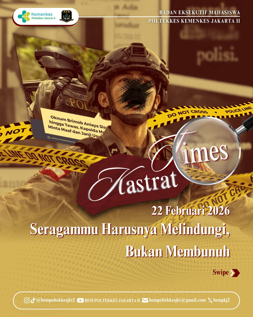 bempkj2's tweet photo. [𝐊𝐀𝐒𝐓𝐑𝐀𝐓 𝐓𝐈𝐌𝐄𝐒]

Siswa MTs di Tual meninggal akibat dugaan kekerasan aparat. Ini soal hak hidup dan tanggung jawab negara. Keadilan dan transparansi harus nyata.

#PENGANIAYAANBRIMOB
#REFORMASIPOLRI
#KASTRATTIMES
#HIDUPMAHASISWA
#BEMPOLTEKKESJKT2 https://t.co/TWkEIGKW5I