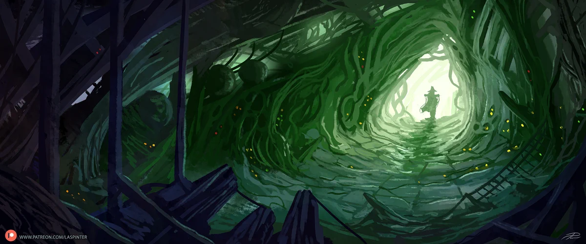 A green cave.